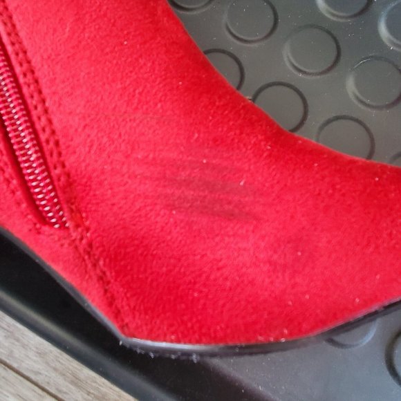Dream Pairs Sianna-1 Chunky High Heel Ankle Booties Red Size 10 - Picture 3 of 8